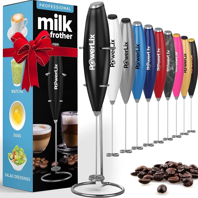 PowerLix Milk Frother Handheld Battery Operated Electric Whisk Foam Maker by POWERLIX