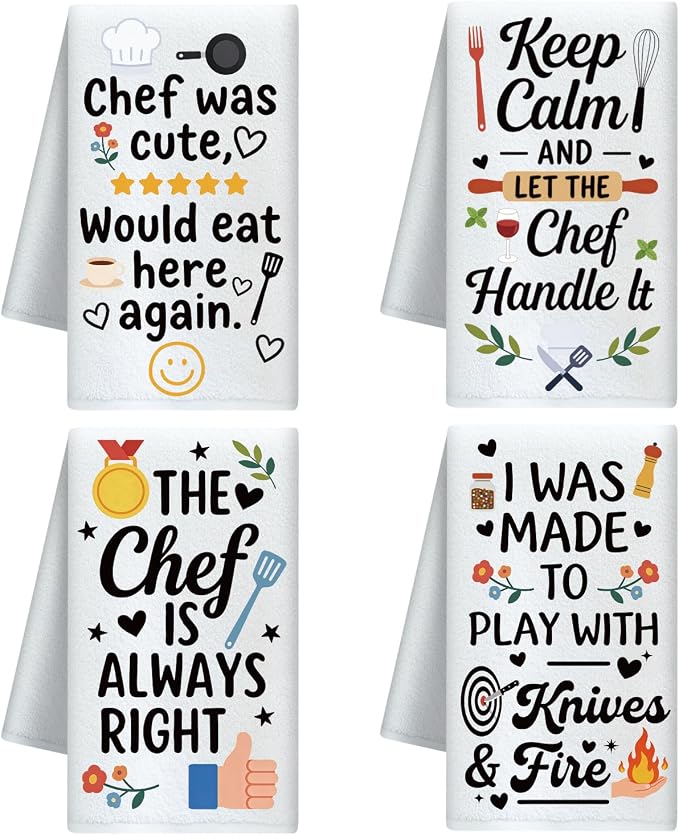 CUTHOLLOW Chef's Gifts Decorative Kitchen Towels Set of 4, 15.74"x23.62" by CUTHOLLOW