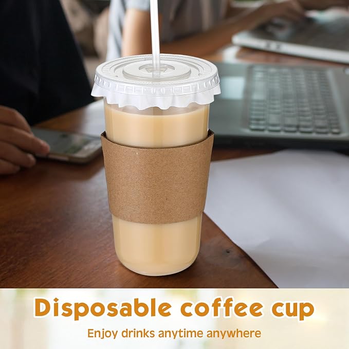 Baderke 50 Sets Clear Plastic Coffee Cups - Image 5