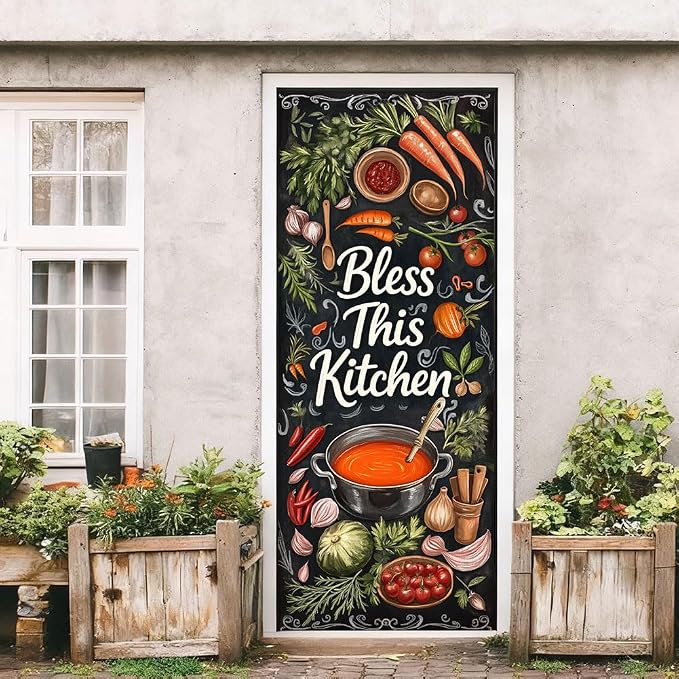 2 Pcs Vintage Kitchen Blessing Removable Refrigerator Wraps, Self-Adhesive - Image 7