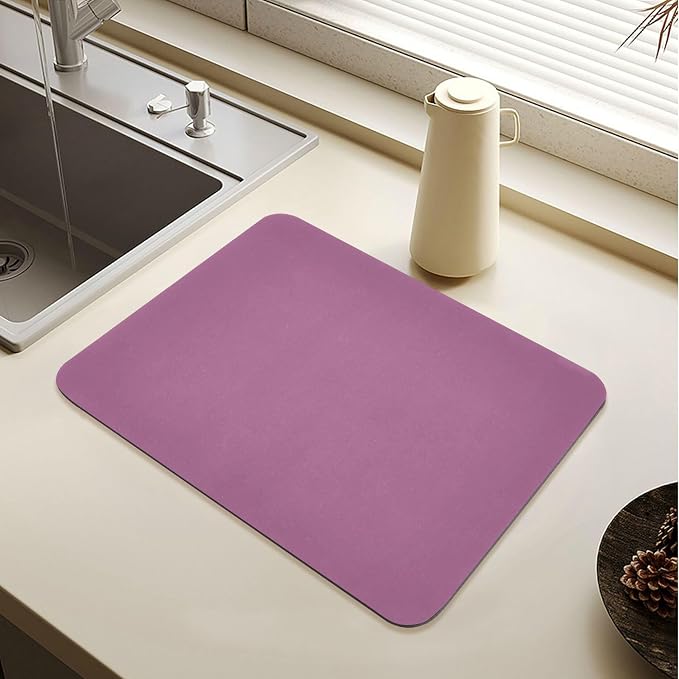 Dark Purple Dish Drying Mat for Kitchen Counter No-slip Rubber Bottom Dish by Sinestour