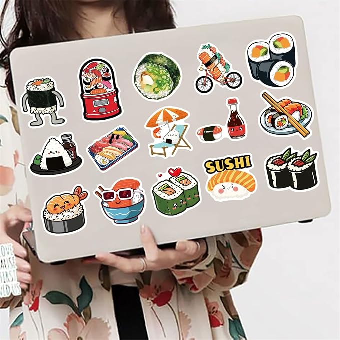 50pcs Cute Sushi Stickers for Kids, Kawaii Food Stickers for Water Bottle - Image 5