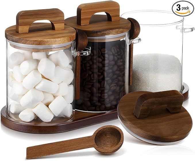 Domensi 3 Set Glass Coffee and Sugar Container Set by Domensi