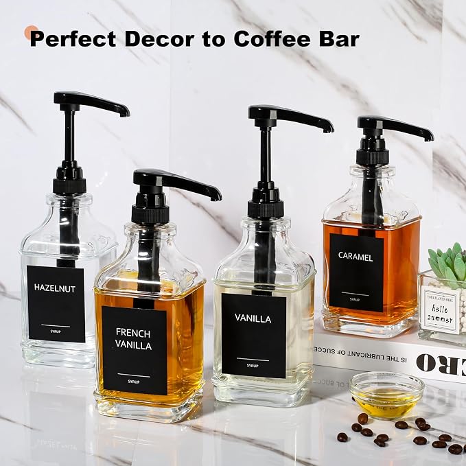 GMISUN Coffee Syrup Dispenser, 16.9 fl oz Syrup Pump Dispenser - Image 6