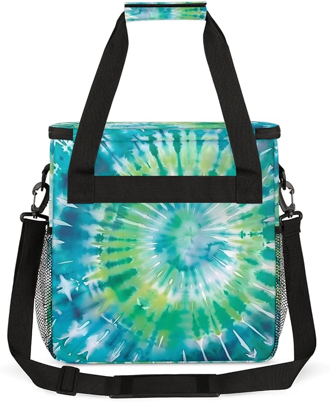 Tie Dye Blue Green Coffee Maker Carring Bag, Large Insulated Storage Organizer - Image 5