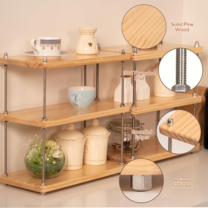 Ultra-Thick 24mm Solid Wood Coffee Station Organizer&Spice Rack - Image 5
