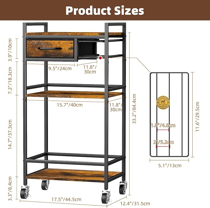 Housolution 4-Tier Coffee Bar Cart - Image 2