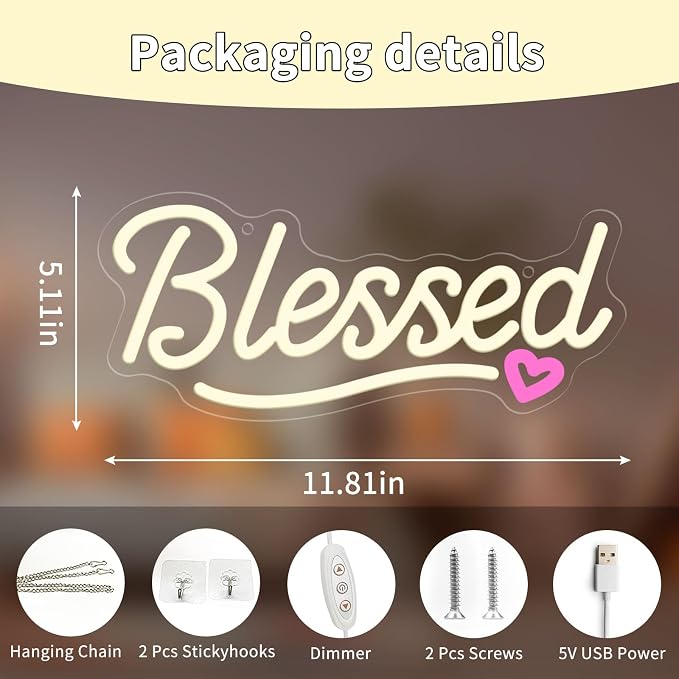 LED Blessed Signs for Home Decor, Bless This Home Wall Decor Neon Sign - Image 6