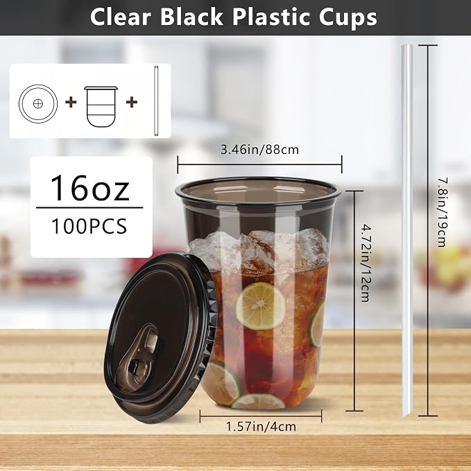 100 Sets 16oz Disposable Stemless Plastic Cups - Image 2