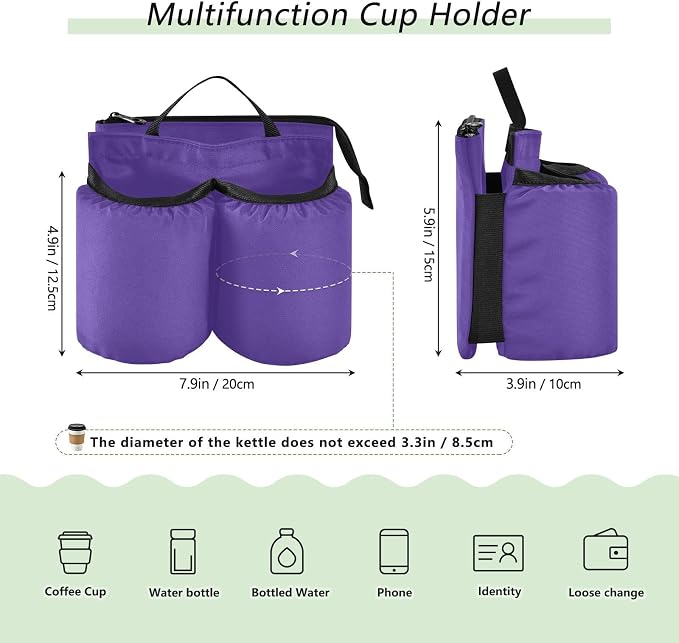 DOMIKING Dark Purple Travel Luggage Cup Holder - Image 2