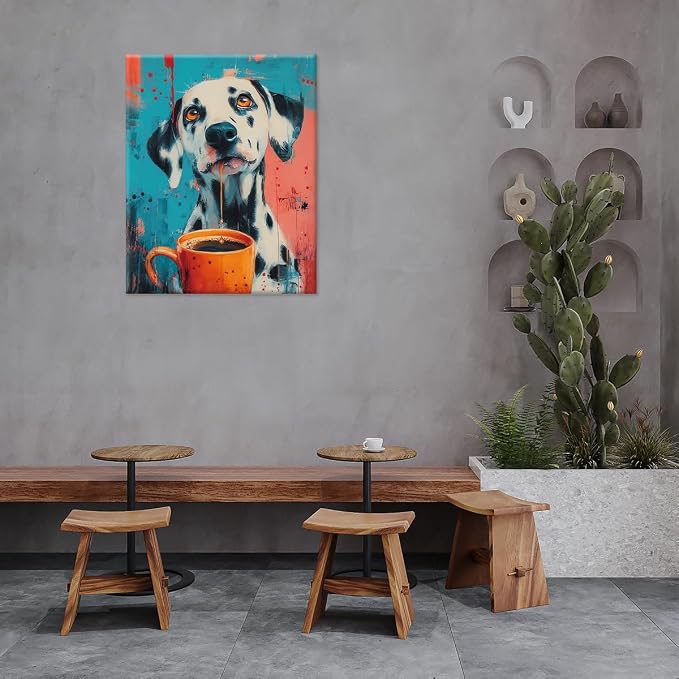 Trendy Dalmatian Dog Coffee Bar Wall Art Print Dog Graffiti Poster Painting - Image 7