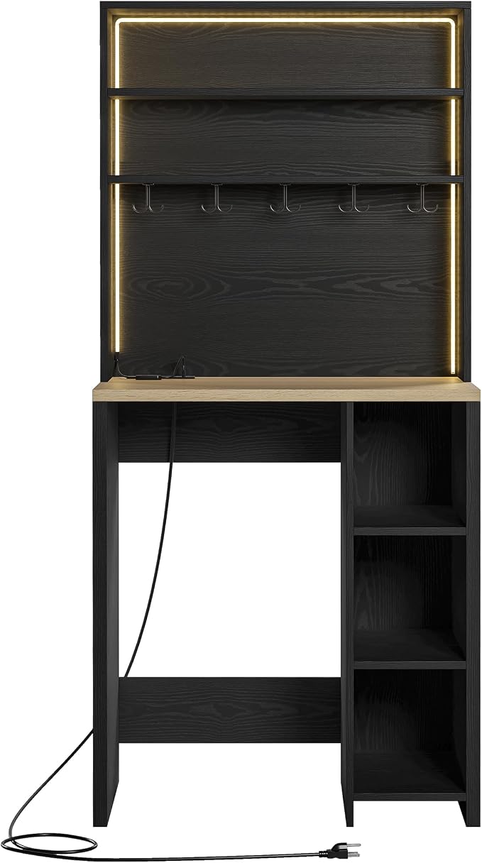 IRONCK Bakers Rack with Mini Fridge Space & Power Outlets, 69.3" Coffee Bar - Image 9