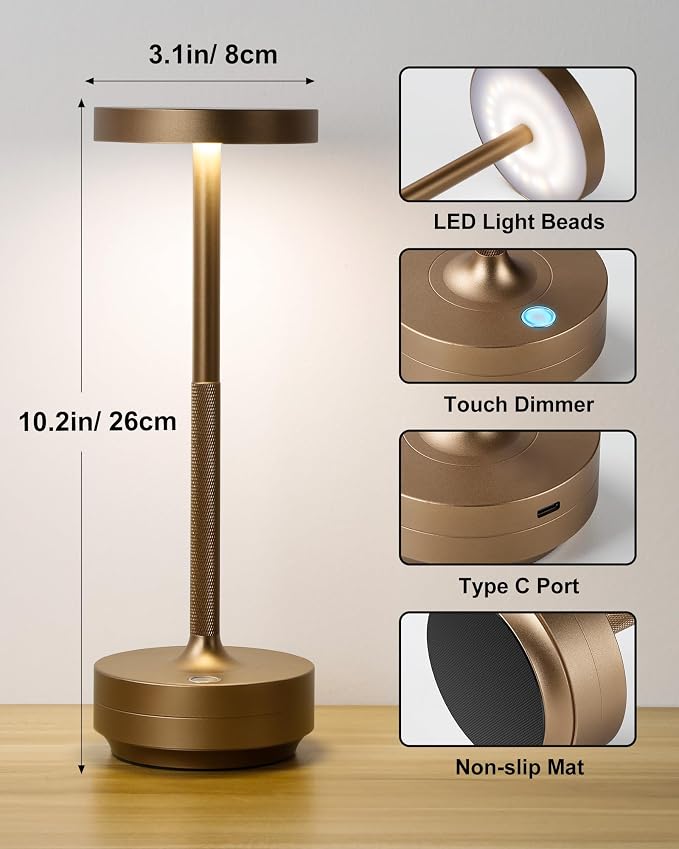 LED Cordless Table Lamp - 5000mAh Rechargeable Battery Powered Outdoor Portable - Image 6