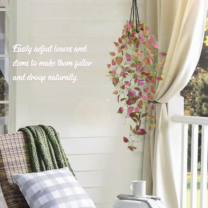 LOYWREE Artificial Purple Ivy Hanging Vine Plants - Image 4