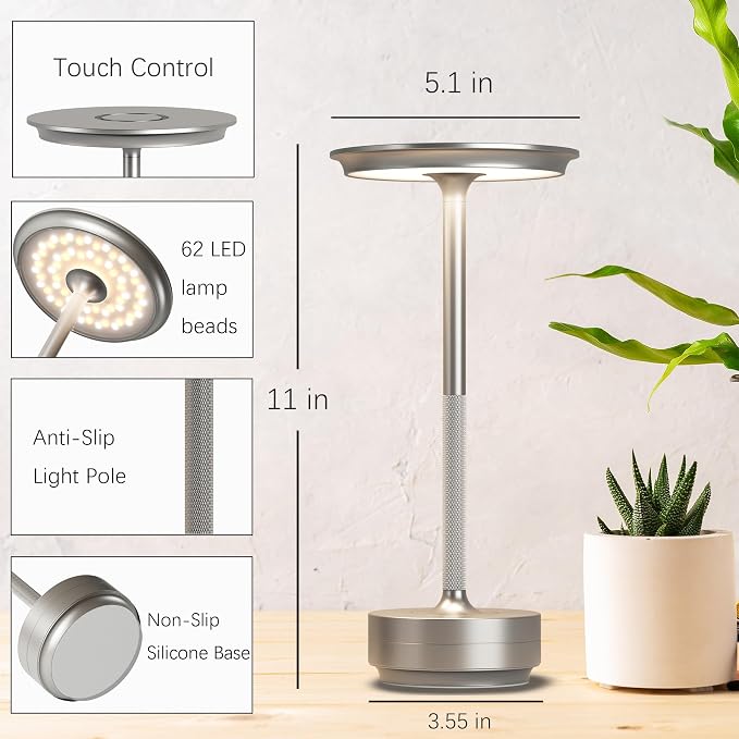 Rechargeable 2 Pack Cordless Table Lamps, 5000mAh Portable LED Table Light - Image 7