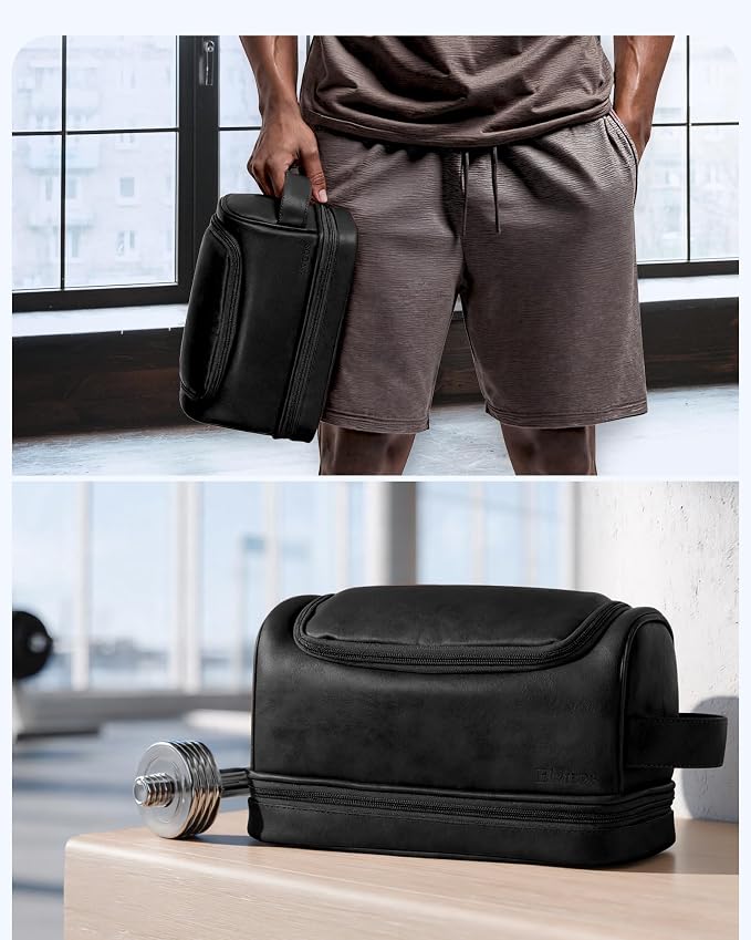 Elviros Toiletry Bag for Mens PU Leather Travel Organizer Kit - Image 8
