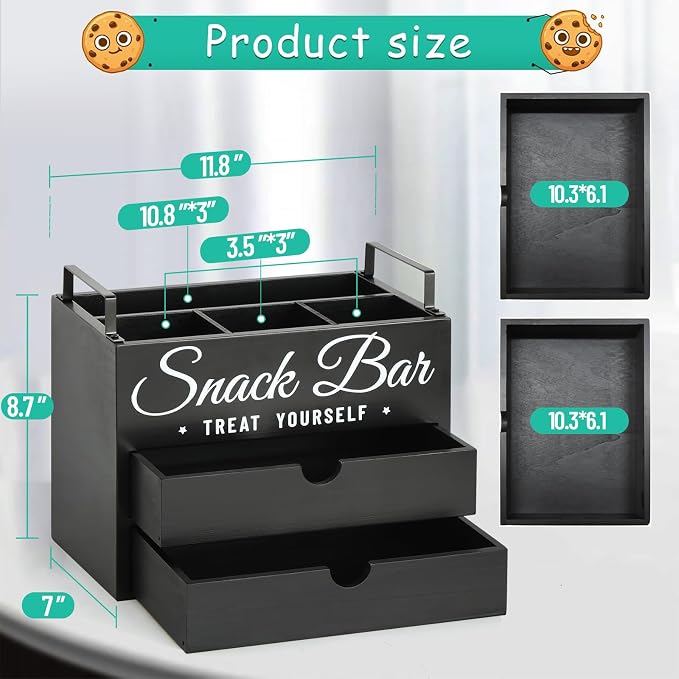 Snack Organizer for Countertop, Wood Pantry Storage Bins - Image 7