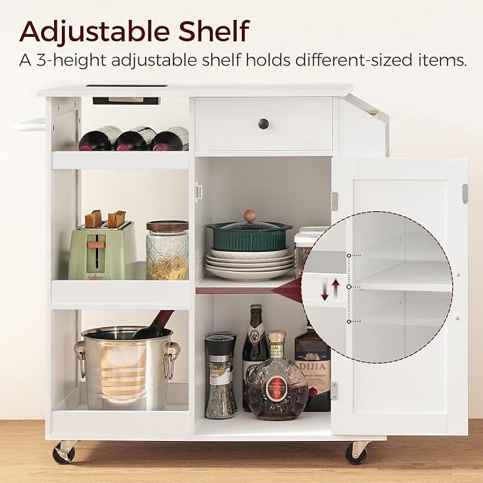MAHANCRIS Kitchen Island with Power Outlet, Kitchen Storage Island with Drawer - Image 2