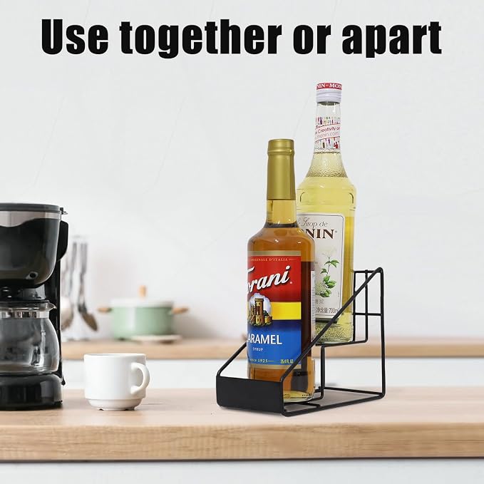 Coffee Syrup Rack for 2 Bottles, Tiered Coffee Syrup Organizer & Holder - Image 6