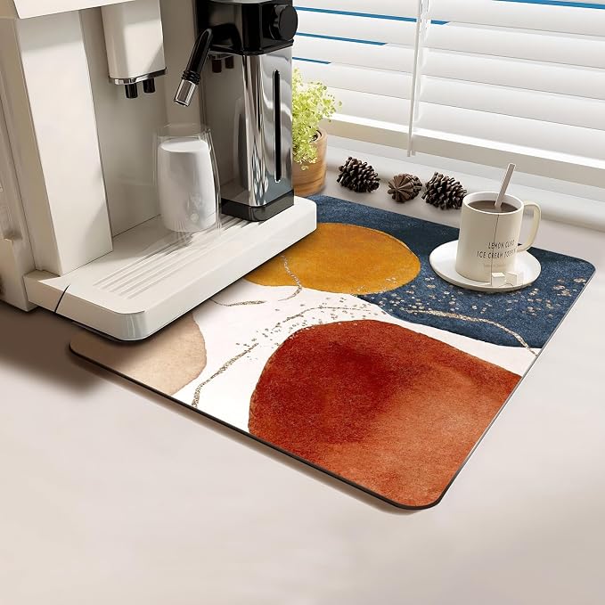 Coffee Bar Mat Rubber Dish Drying Mat by PtRug