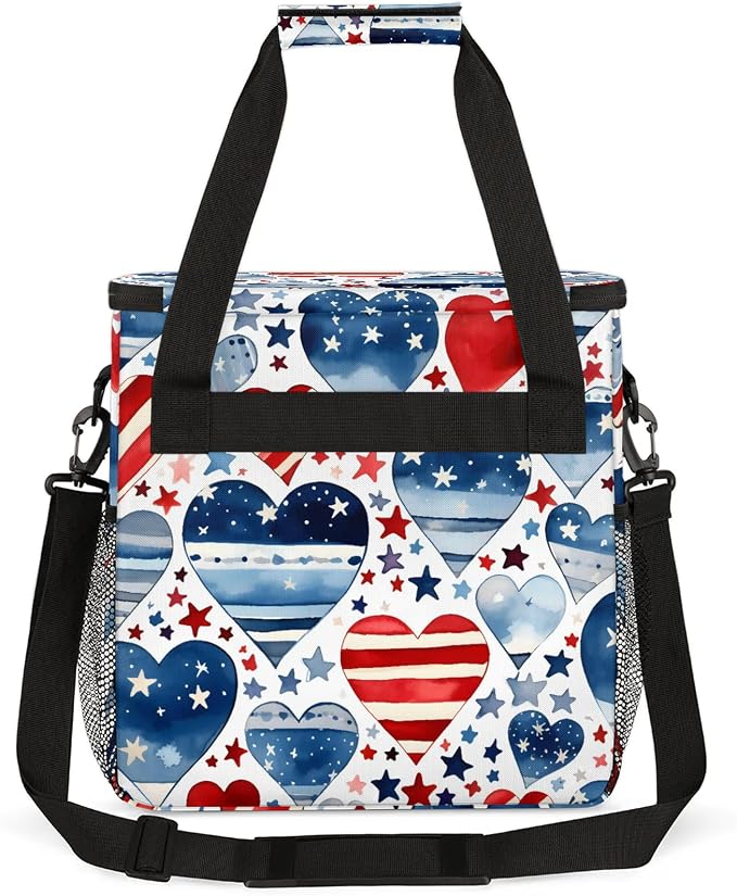 4th Of July Heart Coffee Maker Carring Bag, Large Insulated Storage Organizer - Image 5