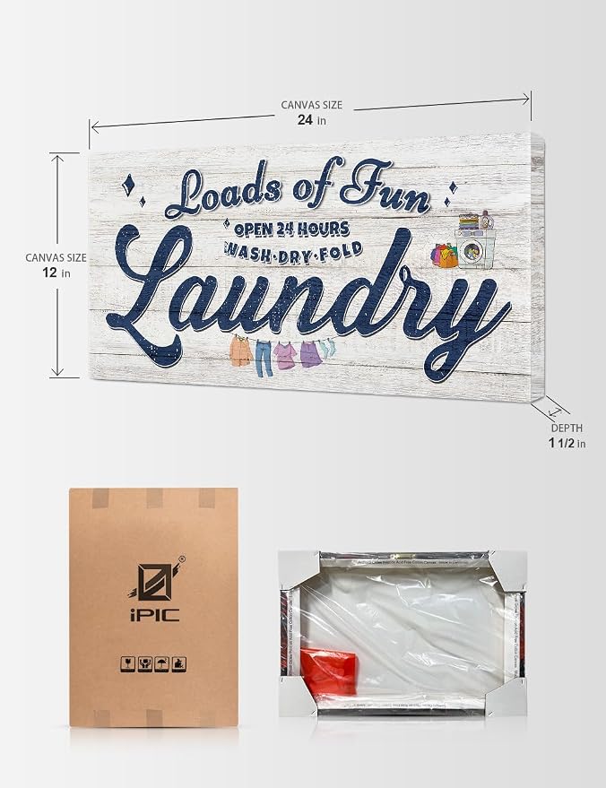 IPIC - Cute Laundry Room Decor, Rustic Canvas Wall Art Print on Acid-Free - Image 7