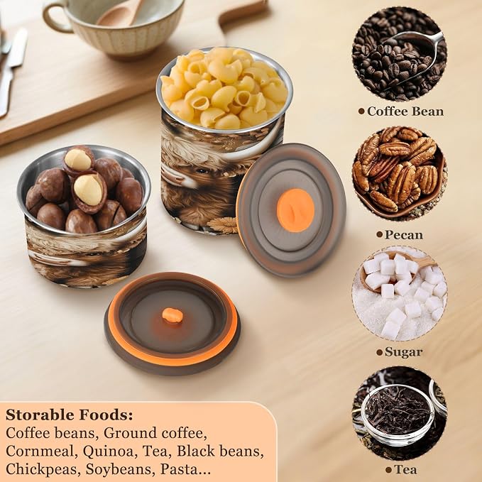 ALAZA Wine Cellar Highland Cattle Airtight Coffee Bean Canister 900ml Food - Image 6