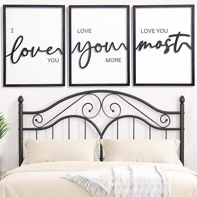 3D Wood I Love You Sign, Framed Love You More Sign 36x16” - Image 3
