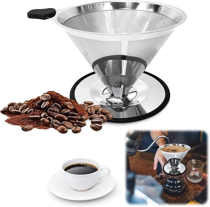 Reusable Paperless Coffee Filter, Pour Over Coffee Maker, Stainless Steel Drip by Unknown