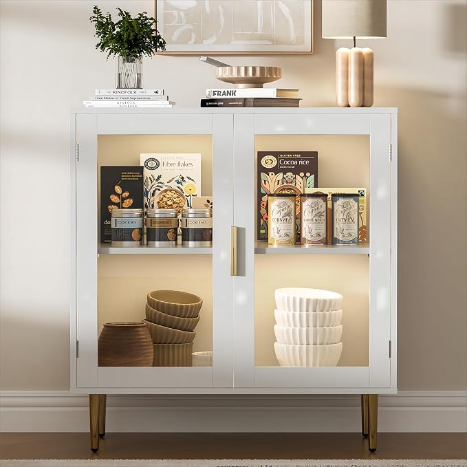 Housoul Buffet Cabinet with LED Lights, Sideboard Cabinet with 2 Doors Acrylic by Housoul