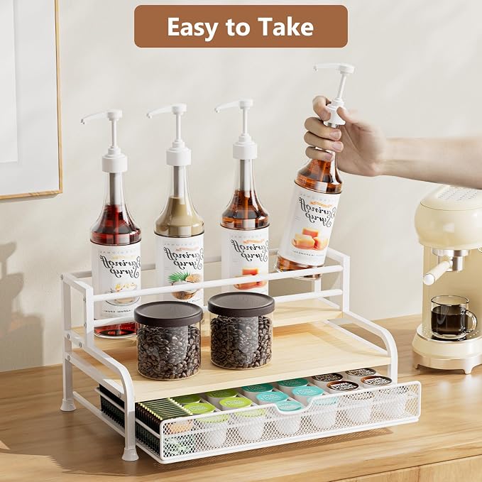 Coffee Syrup Rack Organizer, 3-Tier 8 Bottles Syrup Rack - Image 2