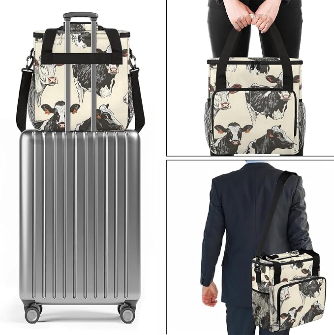 Cow Animals Coffee Maker Carring Bag, Large Insulated Storage Organizer Case - Image 7