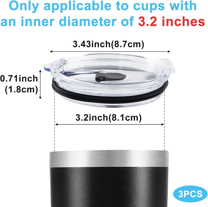 HINZIC 3 Pack Replacement Lids for 20 oz Tumbler, Travel Spill Proof Resistant - Image 2