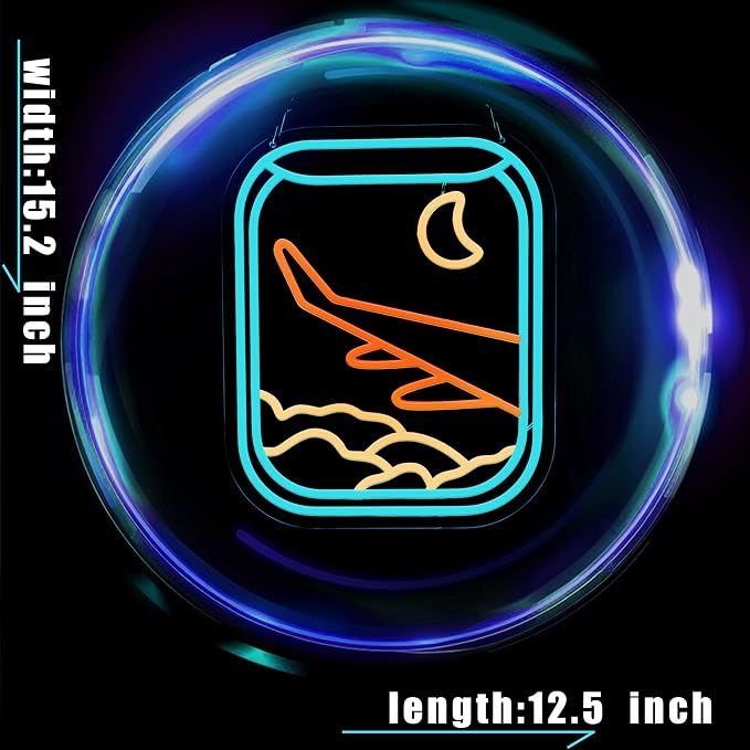 Airplane Window View Neon Sign for Kids Room Wall Decor, Airplane Window Led - Image 2