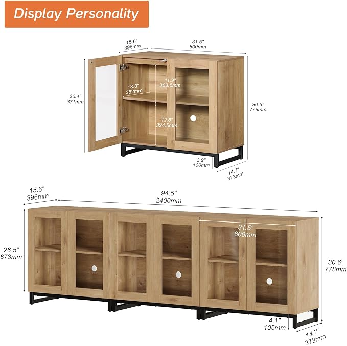 WAMPAT Sideboard Buffet Cabinets, Modern Credenza Sideboard - Image 3