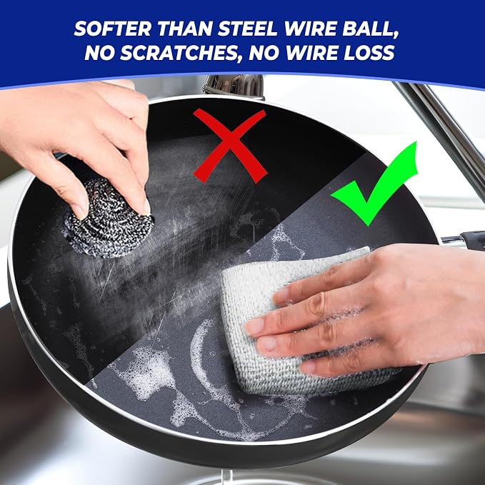 Wangjinpeng 12PCS Non-Scratch Multipurpose Steel Wire Dishcloths - Image 4