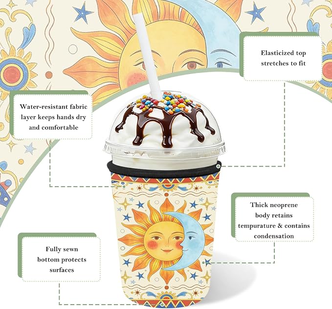 Reusable Insulated Neoprene Iced Coffee Cup Sleeve 3 Pack, Durable Drink Sleeve - Image 6