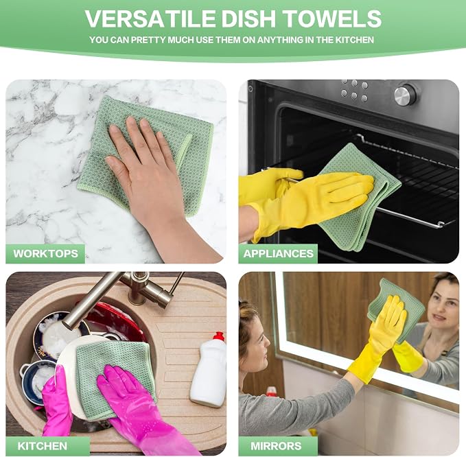 KinHwa Reusable Microfiber Cleaning Cloth, Lint Free Quick Dry Absorbent Dish - Image 7