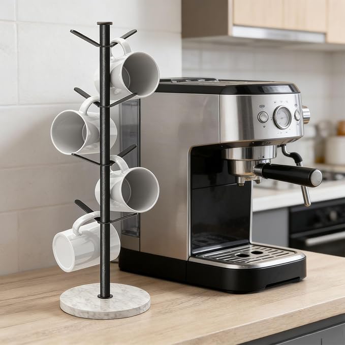 Gypie Marble Mug Holder Tree, 8 Hooks Coffee Cups Stand, New Upgraded Stable - Image 7