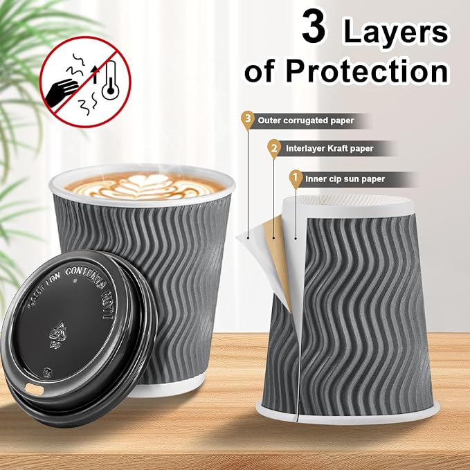 Clawsoff 100 Pack 8 oz Disposable Coffee Cups - Image 3