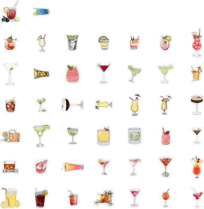 100Pcs Cocktail Stickers for Water Bottle and Laptop - Image 4