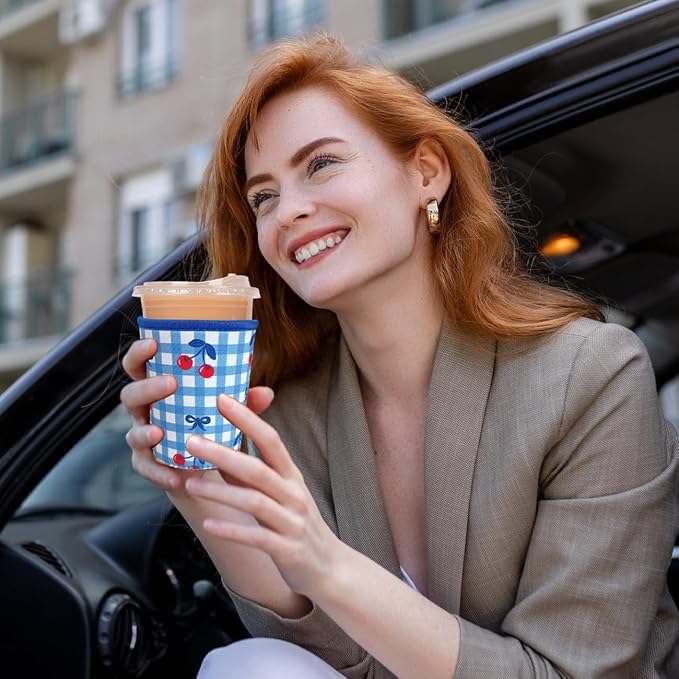 Reusable Insulated Neoprene Iced Coffee Cup Sleeve, Durable Drink Sleeve - Image 3
