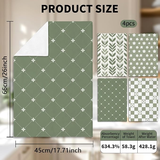 MAYJOYDIY 4 Pcs Nordic Style Kitchen Towels Minimalist Microfiber Dish Towel - Image 3