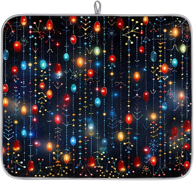 Xmax Colorful String Lights Dish Drying Mat, Kitchen Counter Quick Dry Pads by Unknown