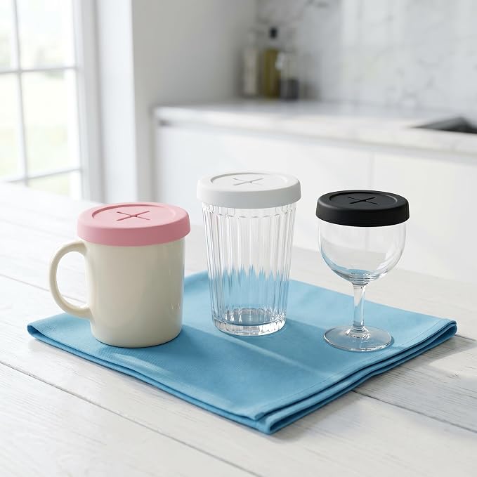 4 Pack Silicone Cup Lids, Reusable Drink Covers - Image 6