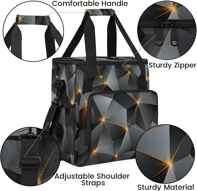 Black Coffee Maker Travel Bag, Modern Mid Century Abstract Geometric Insulated - Image 6