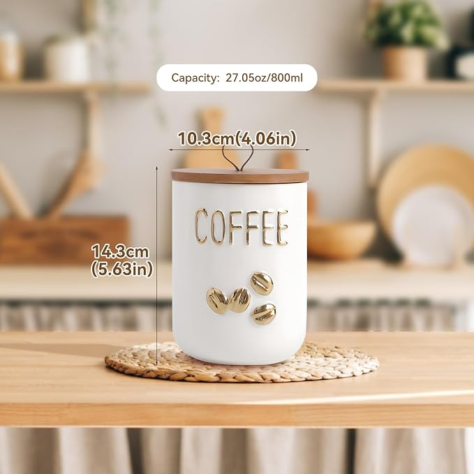 Ceramics Coffee Canisters with Airtight Lids, Simple Style Coffee Bean Storage - Image 2