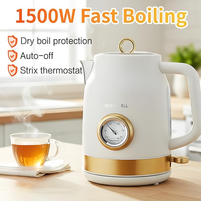 Retro Electric Kettle, 1.7L 304 Stainless Steel Tea Kettle - Image 3