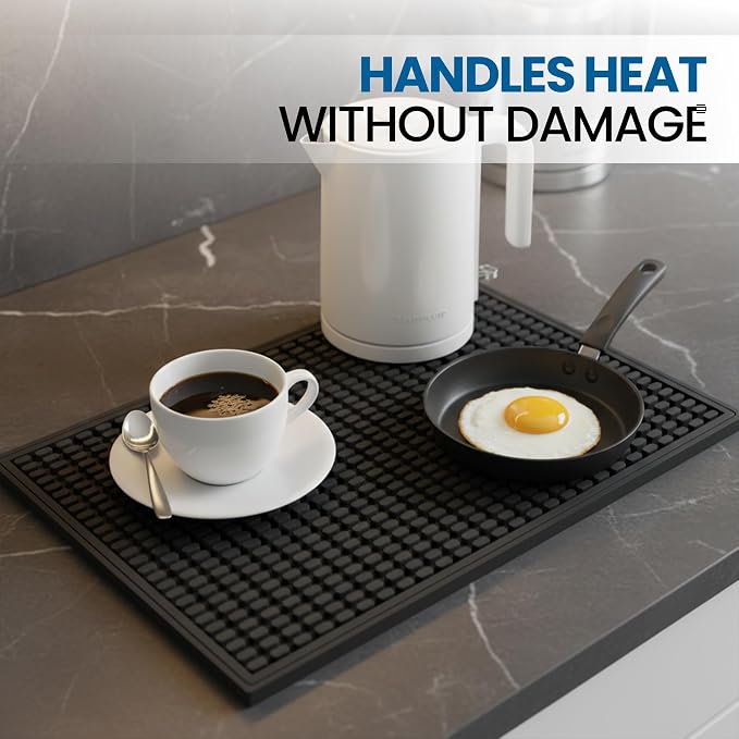 Oblong Large Rubber Bar Mat for Countertop 18"x12", Non-Slip & Spill Protection - Image 4