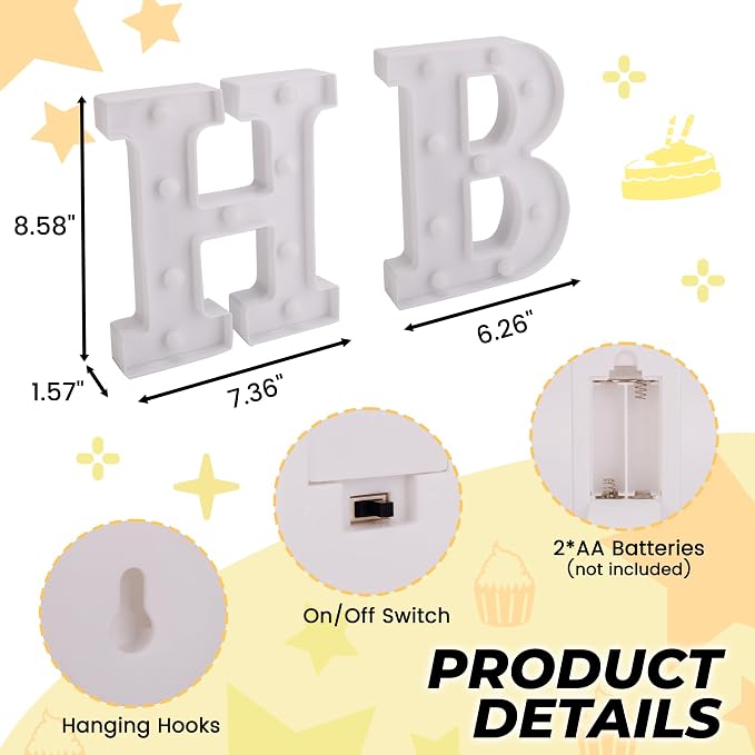 Happy Birthday Decoration Light Up Letters, Battery Powered LED Numbers Marquee - Image 3